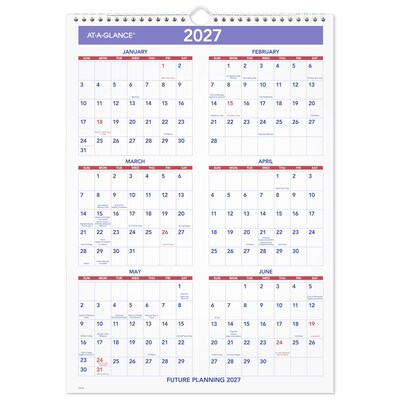 2026 AT-A-GLANCE 12" x 17" Monthly Wall Calendar, White/Purple (PM2-28-26)