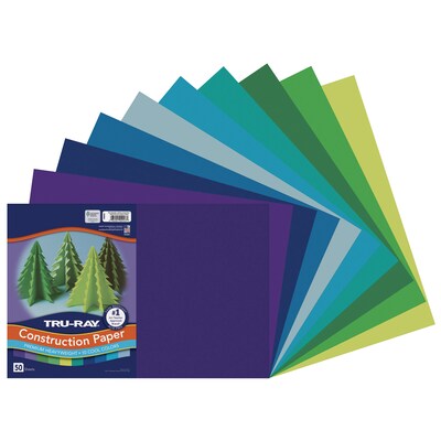 Tru-Ray 12 x 18 Construction Paper, Cool Assorted, 50 Sheets/Pack, 3 Packs/Bundle (PAC102943-3)