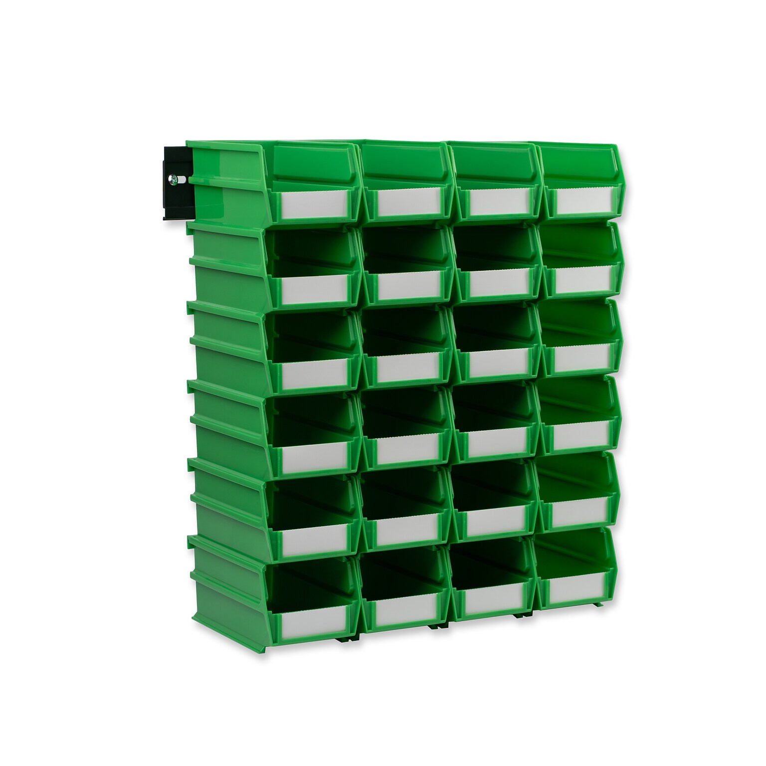 Triton Products LocBin Medium Stackable Plastic Storage Bin, 3 x 4.125x 7.375, 1.58 Qt., Green, 24/Pack (3-220GRNWS)