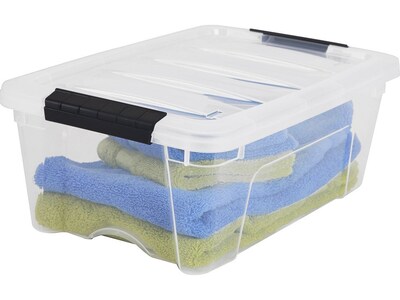 Iris Stack & Pull Stackable Plastic Storage Box, 12 Qt., Clear, 6/Pack (100300)