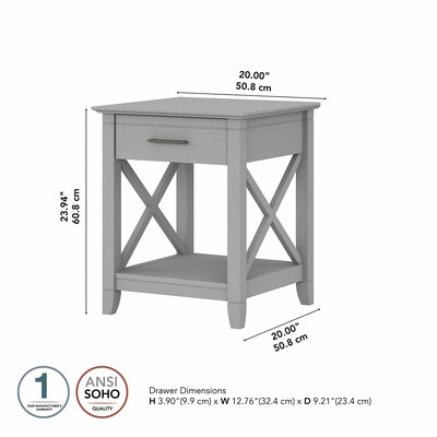 Bush Furniture Key West 20" x 20" End Table, Cape Cod Gray (KWT120CG-03)