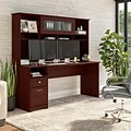 Bush Furniture Cabot 72W Computer Desk with Hutch, Harvest Cherry (CAB049HVC)