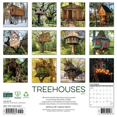 2027 Willow Creek Treehouses 12 x 12 Monthly Wall Calendar, Assorted Colors (62661)