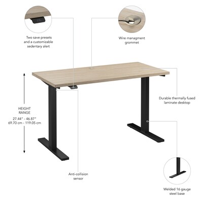 Bush Business Furniture Move 60 Series 48"W Electric Adjustable Standing Desk, Natural Elm/Black Powder Coat (M6S4824NEBK)