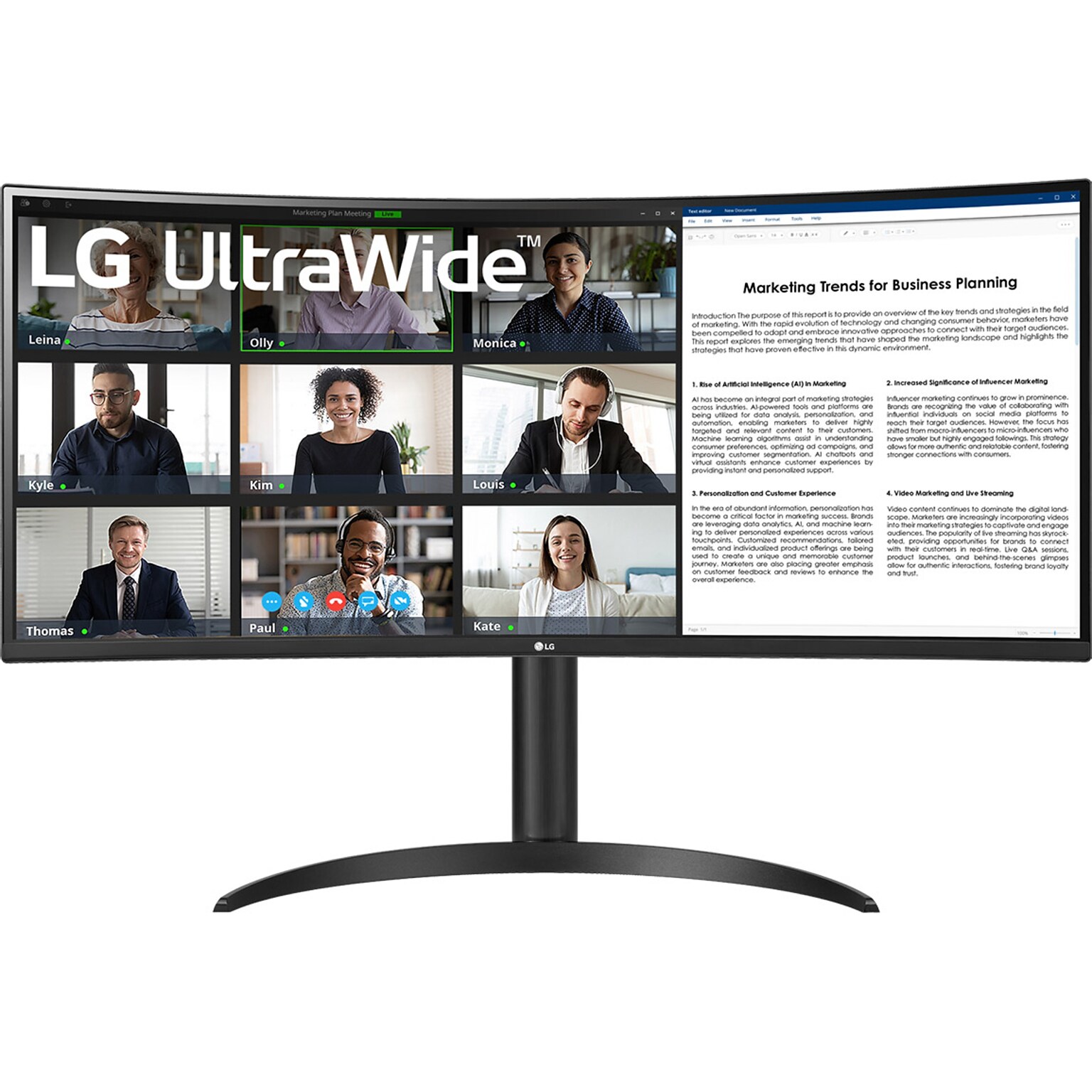 LG UltraWide 34 Curved 100 Hz LCD Monitor, Black (34BR55QC-B)