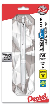 Pentel EnerGel Alloy Retractable Pens, Medium Point, 0.7mm, Black Ink (BL407BP)