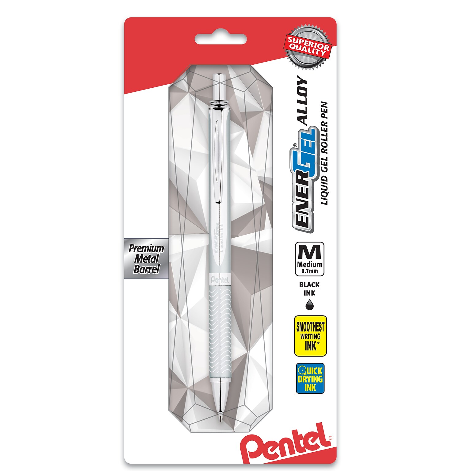 Pentel EnerGel Alloy Retractable Pens, Medium Point, 0.7mm, Black Ink (BL407BP)