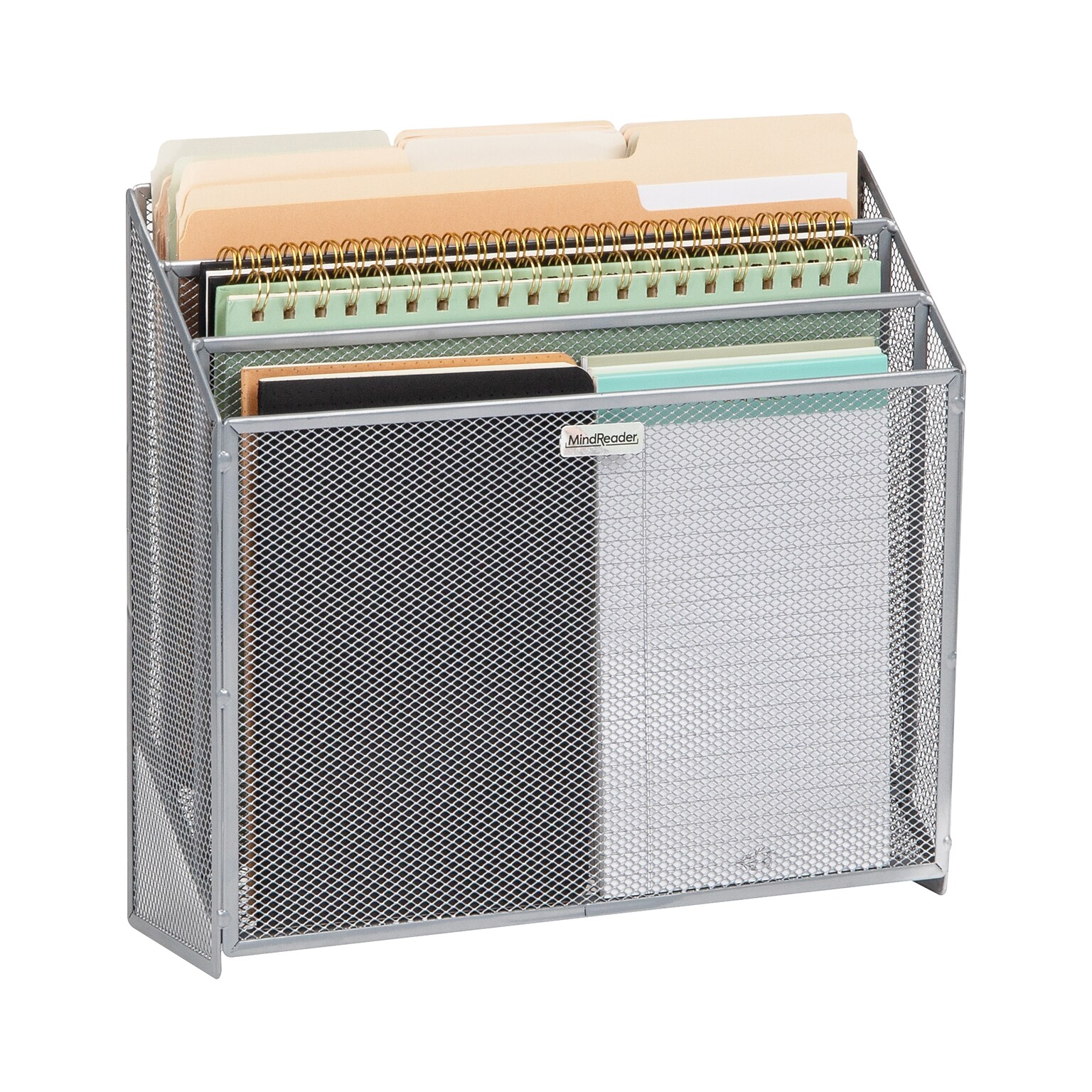 Mind Reader 3-Pocket Metal Mesh Mountable Wall File, Letter Size, Silver (WAFIST3-SIL)