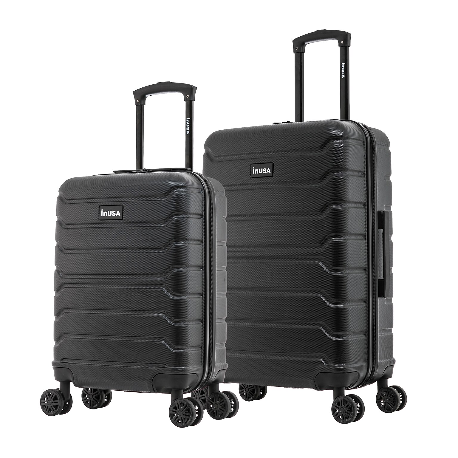 InUSA Trend 2-Piece Hardside Spinner Luggage Set, TSA Checkpoint Friendly, Black (IUTRE0SM-BLK)