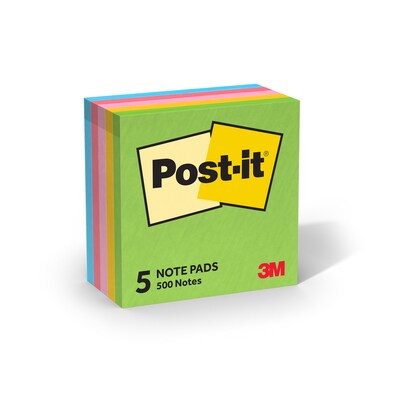 Post-it Notes, 3" x 3", Floral Fantasy Collection, 100 Sheet/Pad, 5 Pads/Pack (654-5UC)