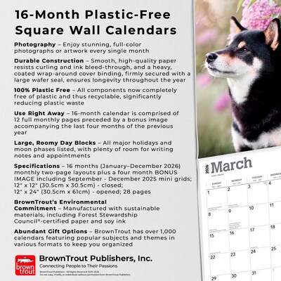 2026 BrownTrout Shiba Inu 12" x 12" Monthly Wall Calendar (9798330705528)