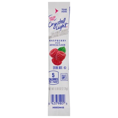Crystal Light On-The-Go Sugar-Free Raspberry Ice Powder Drink Mix, 0.08 oz., 30 Packets/Box (GEN00798)