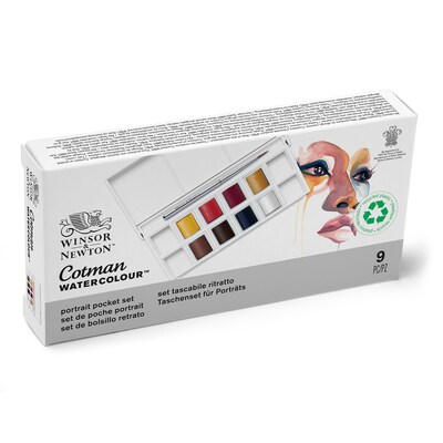 Winsor and Newton Cotman Watercolor Paint Palette, Assorted Colors, 9 Pieces/Set (WNX0390670)
