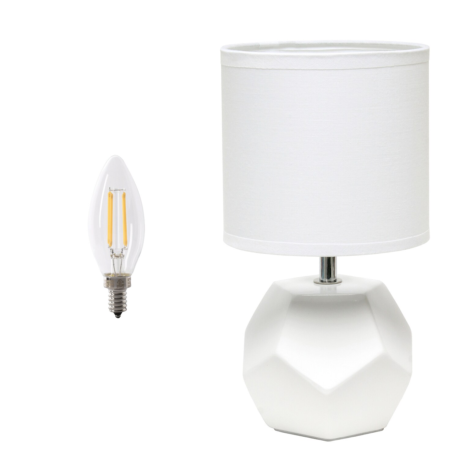 Simple Designs 10.24 LED Table Lamp, White (LT2065-WHT-LB)