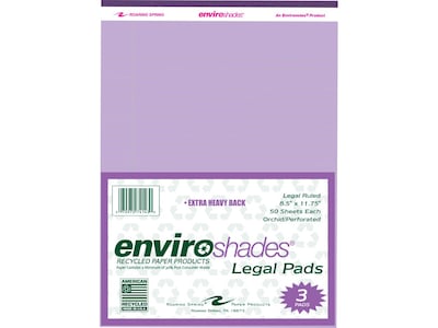 Roaring Spring Paper Products Legal Pads, Recycled Orchid Paper, 8.5 x 11.75, 50 Sheets/Pad, 3 Pad