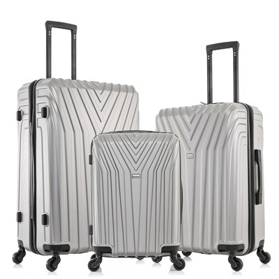 InUSA Vasty 3-Piece Hardside Spinner Carry-On Luggage Set, TSA Checkpoint Friendly, Gray (IUVASSML-GRE)