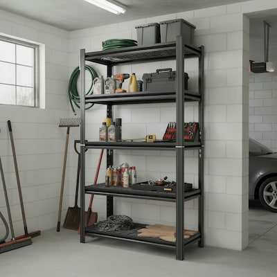 FlexiSpot 5-Shelf Metal Storage Rack, 71.2" x 35.4" x 15.7", Black (CJ021-DJ)