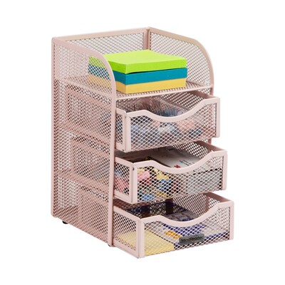 Mind Reader 4-Compartment Metal Desk Organizer, Pink (MESHMINI-PNK)