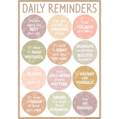 Teacher Created Resources Terrazzo Tones Positive Practices Small Poster Pack, Pack of 12 (TCR7232)