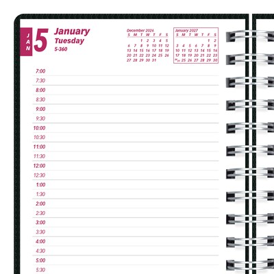 2027 Brownline DuraFlex 8" x 5" Daily & Monthly Appointment Book, Poly Cover, Black (CB634V.BLK-27)