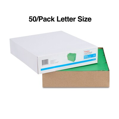 Staples® Reinforced Classification Folder, 2" Expansion, Letter Size, Green, 50/Box (ST18344-CC)