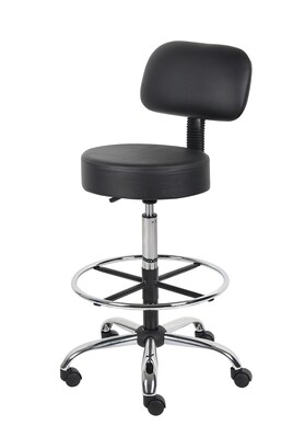 Boss® CareSoft Medical/Drafting Stool with Back Cushion; Black