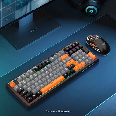 SaharaCase Wired Gaming Keyboard & Mouse Combo, Black/Orange (KB29)