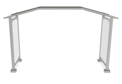 Preserve Outdoor Collaboration Glassboard, Charcoal Grey Awning, Walnut Decking, 104'' H x 62'' W x 178'' D (PSV3FGSSILGRYWL)