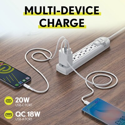 Overtime 38W Wall Charger and Car Charger with Two 6-Foot USB-C to USB-C Cables Bundle, White (OHC6TCX2)
