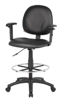 Boss Black Caressoft Drafting Stools W/Adj Arms & Footring