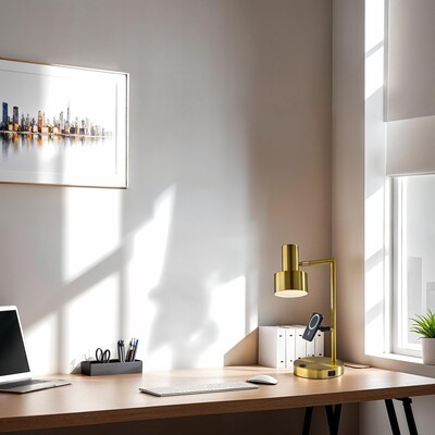 Adesso Rowe Supercharger Incandescent Desk, 19H, Antique Brass (2606-21)