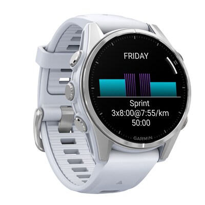 Garmin fenix 8 AMOLED Multisport GPS Smartwatch, Stainless Steel & Whitestone, 43mm (GRM0290300)