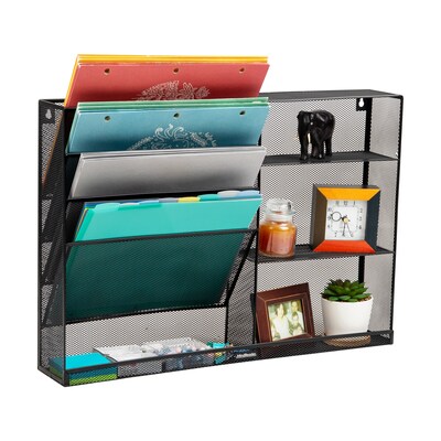 Mind Reader 8-Compartment Stackable Metal Desk Organizer, Black (MAGSHELF-BLK)