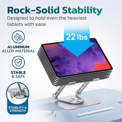 Purely SW60 360° Rotating Base iPad/Tablet Stand and Holder, Silver (PTSSW60)
