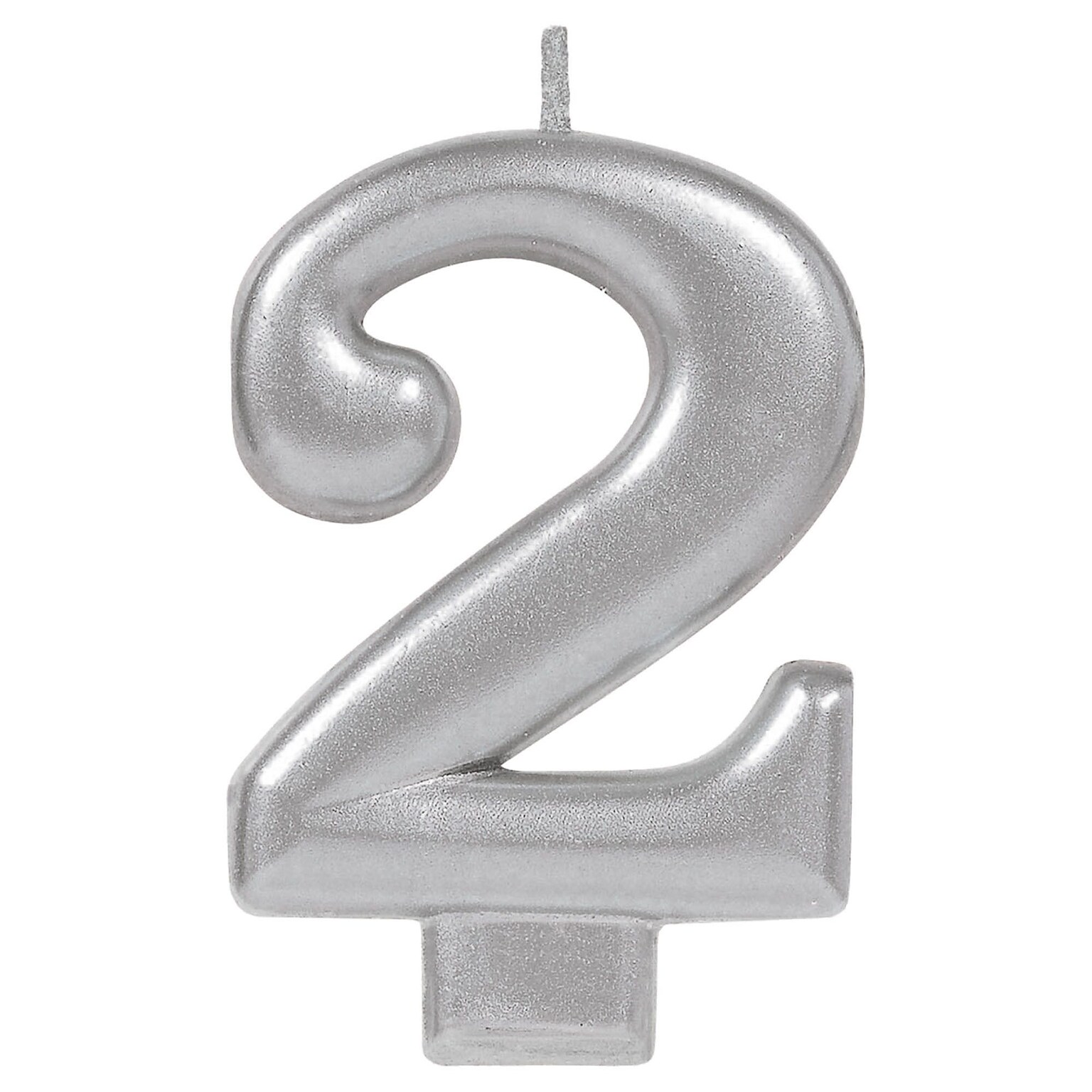 Party City Number 2 Birthday Candle, Silver (AM170578)