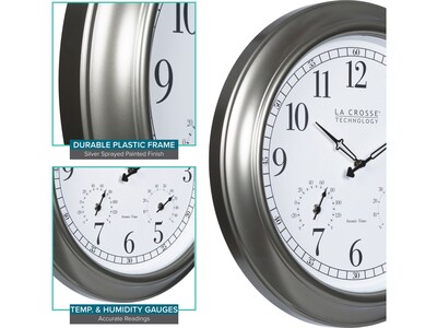 La Crosse Technology Atomic Analog Clock with Temperature and Humidity, 18"Dia. (404-00237)