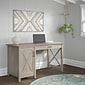 Bush Furniture Key West 54"W Single Pedestal Desk, Washed Gray (KWD154WG-03)
