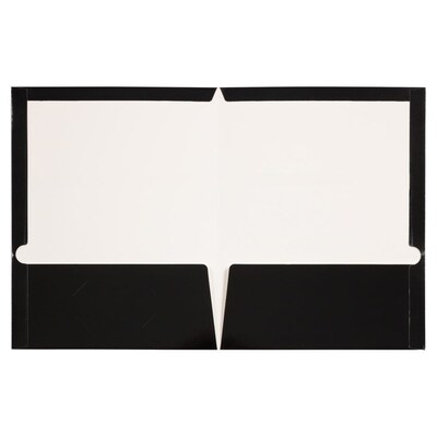 JAM Paper Glossy 2 Pocket Cardstock Presentation Folder, Black Glossy, 100/Box (385GBLB)