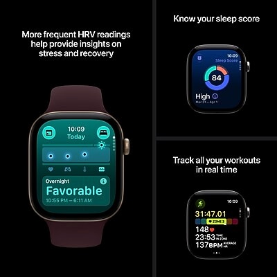 Apple Watch Series 12 GPS Smartwatch, 42mm, Black Aluminum Case with Sport Band, Medium/Large (MJEC4LS/A)