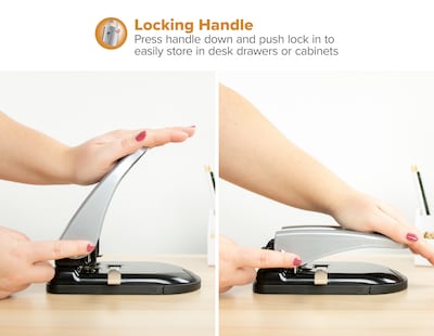 Bostitch EZ Squeeze 2-Hole Punch, 40 Sheet Capacity, Black/Silver (2340)