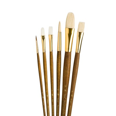 Princeton RealValue Mixed Media Natural Brushes, Brown, 6/Set, 2 Sets/Bundle (PBXPR9148-2)