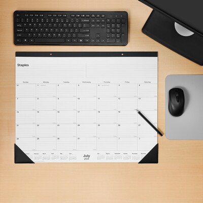 2024-2025 Staples 22" x 17" Academic Monthly Desk Pad Calendar, White/Black  (ST12952-23)