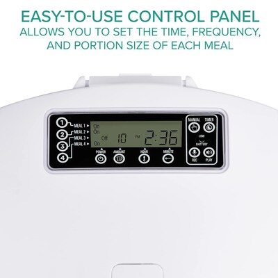Arf Pets Automatic Pet Feeder w/ Portion Control, Voice Recording & Programmable, White (APAUF6L)