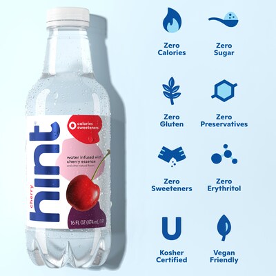 Hint Cherry Flavored Water, 16 oz., 12/Carton (184739001573)