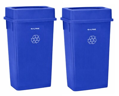 Alpine Industries Polypropylene Recycling Bin, 23 Gallon, Blue, 2/Pack (ALP477-R-BLU-PKG1-2)