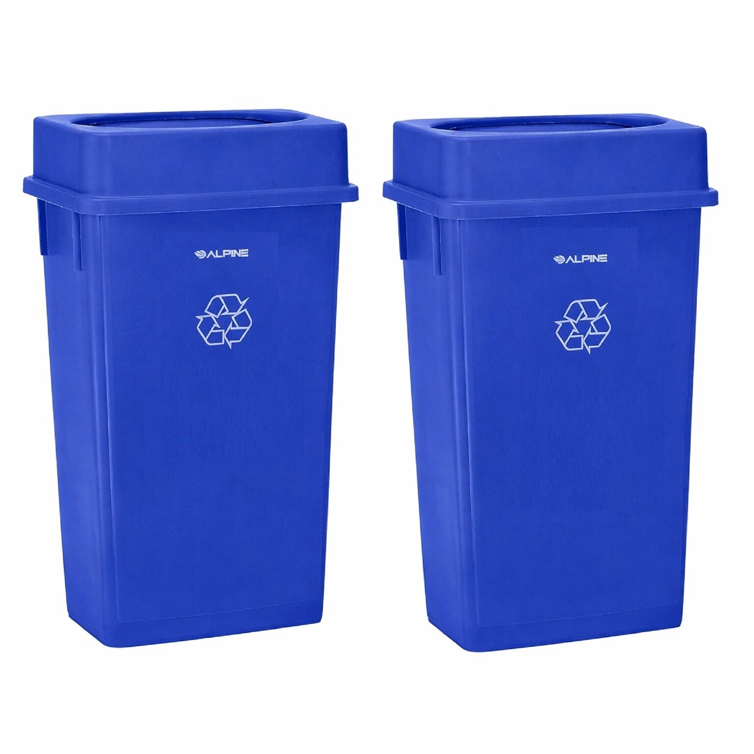 Alpine Industries Polypropylene Recycling Bin, 23 Gallon, Blue, 2/Pack (ALP477-R-BLU-PKG1-2)