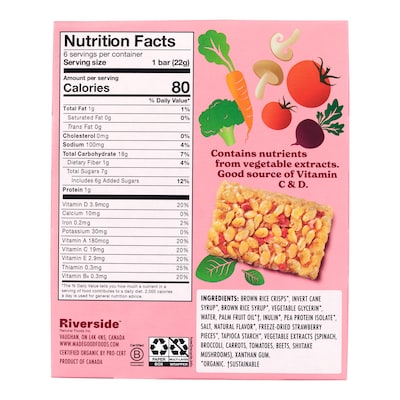 Madegood Gluten Free Strawberry Crispy Squares, 0.78 oz., 6/Box, 6 Boxes/Pack (307-00428)