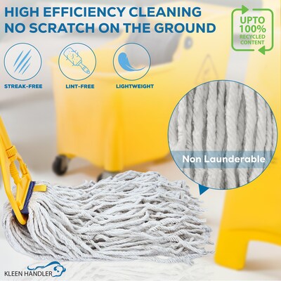 BISON LIFE Kleen Handler Cotton String Wet Mop Head, White, 24/Pack (BPES-CEM-CO-N-16-1-24A)