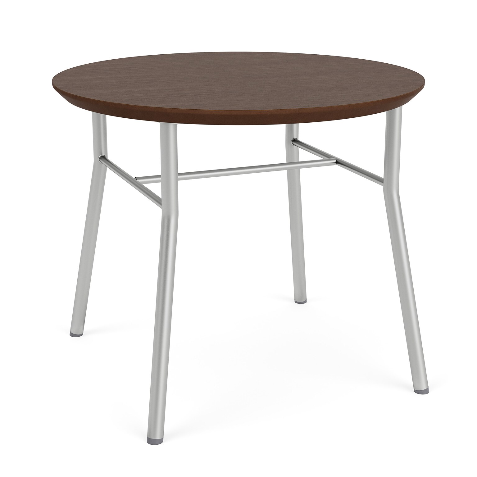 Lesro Chat 24 Dia Laminate Round End Table, Riftwood Walnut/Silver (CX0524.SSV.TRW)
