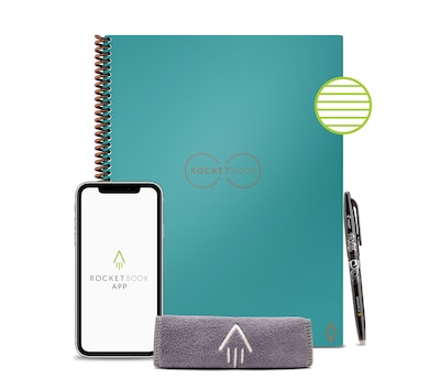 Rocketbook Core Reusable Smart Notebook, 8.5 x 11, Lined Ruled, 32 Pages, Teal (EVR2-L-RC-CCE)